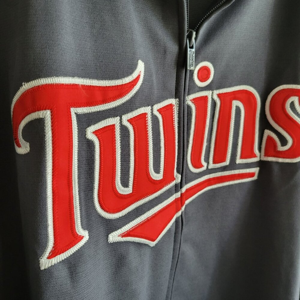 MLB Stitches Minnesota Twins Lightweight Zip Up Jacket XL Gray/Blue Embroidered - Picture 3 of 8